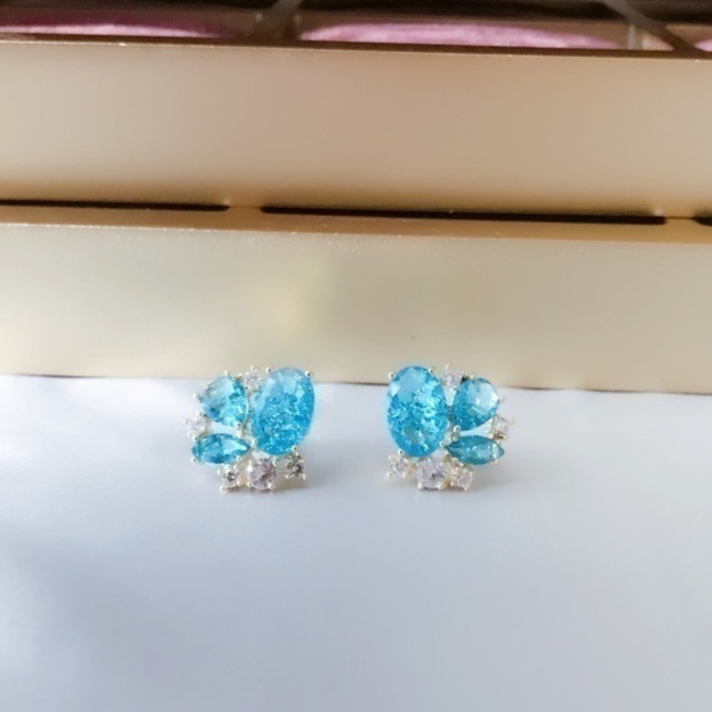 18K Gold Plated Blue Zircon Butterfly 🦋 Earrings